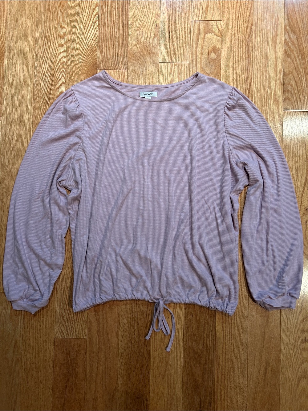 Nine West Women’s Dusty Pink Long Sleeve Drawstring Hem Top
